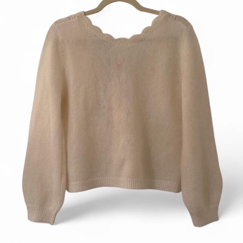 Camila Coelho Mohair Wool Blend Cardigan Sweater Cream M NWT - Picture 5 of 12